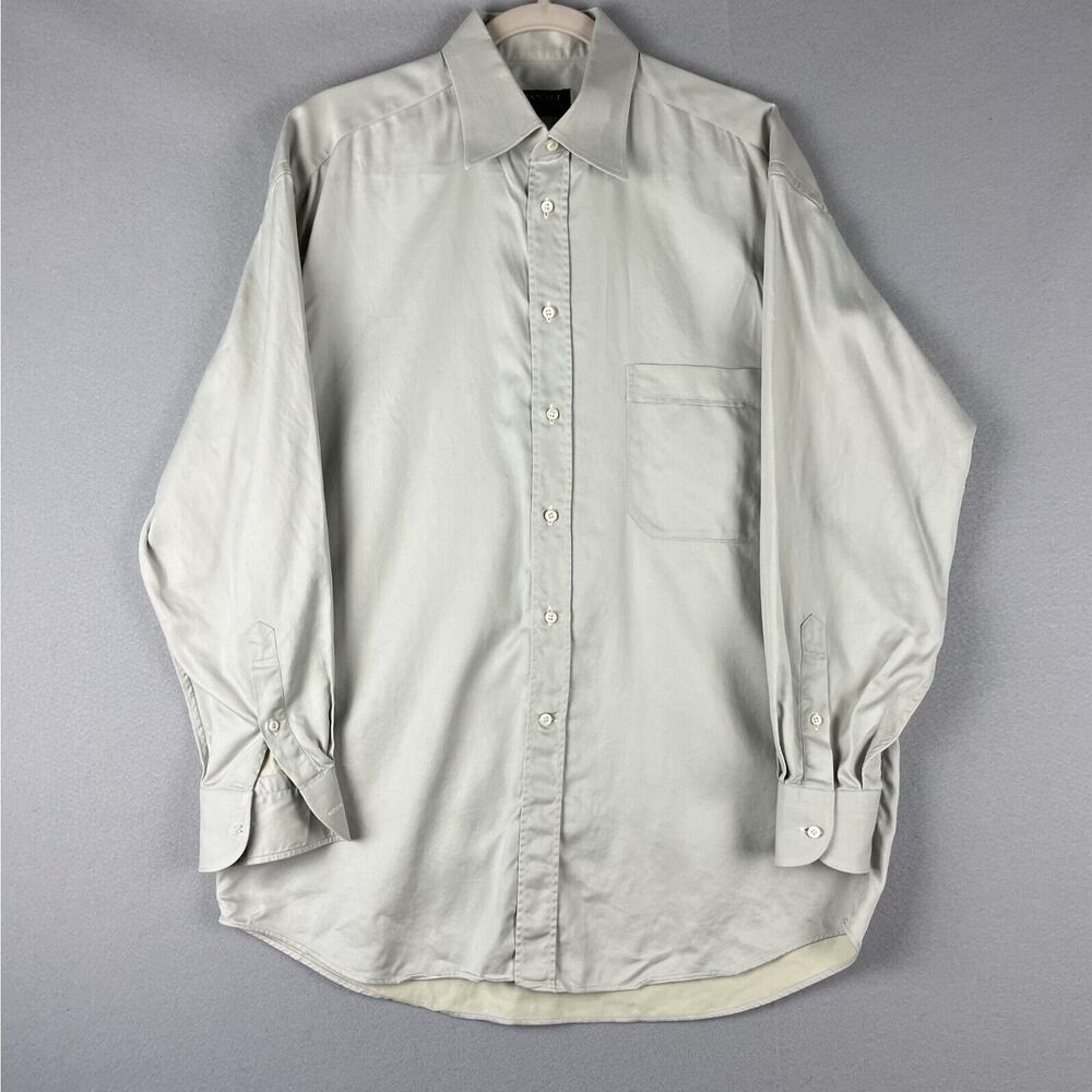 Canali Dress Shirt‎ Mens 42 16.5 Gray Button Up Classic Italy Career Office